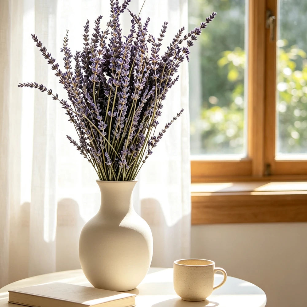 Ocedes Natural Dried Lavender Bouquet Preserved Stems For Home Decor