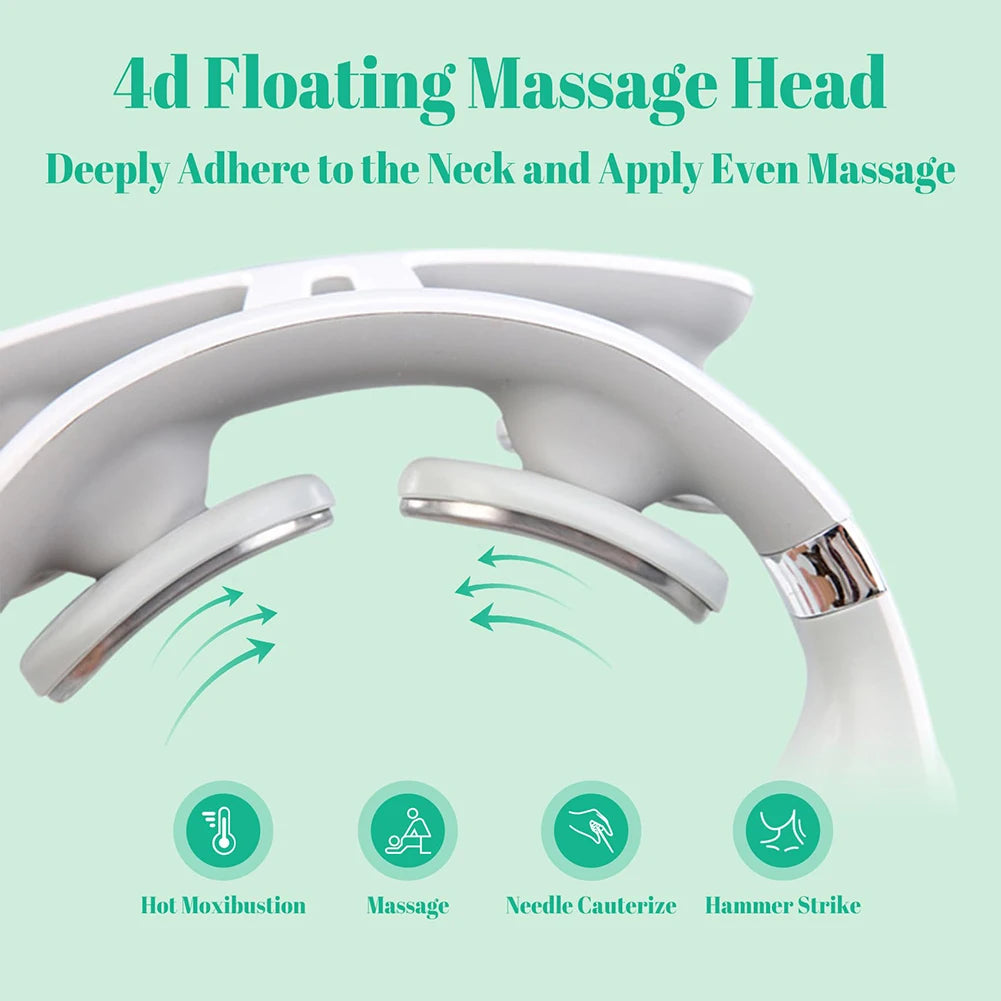 4 Head USB Rechargeable TENS Pulse Heating Neck Massager