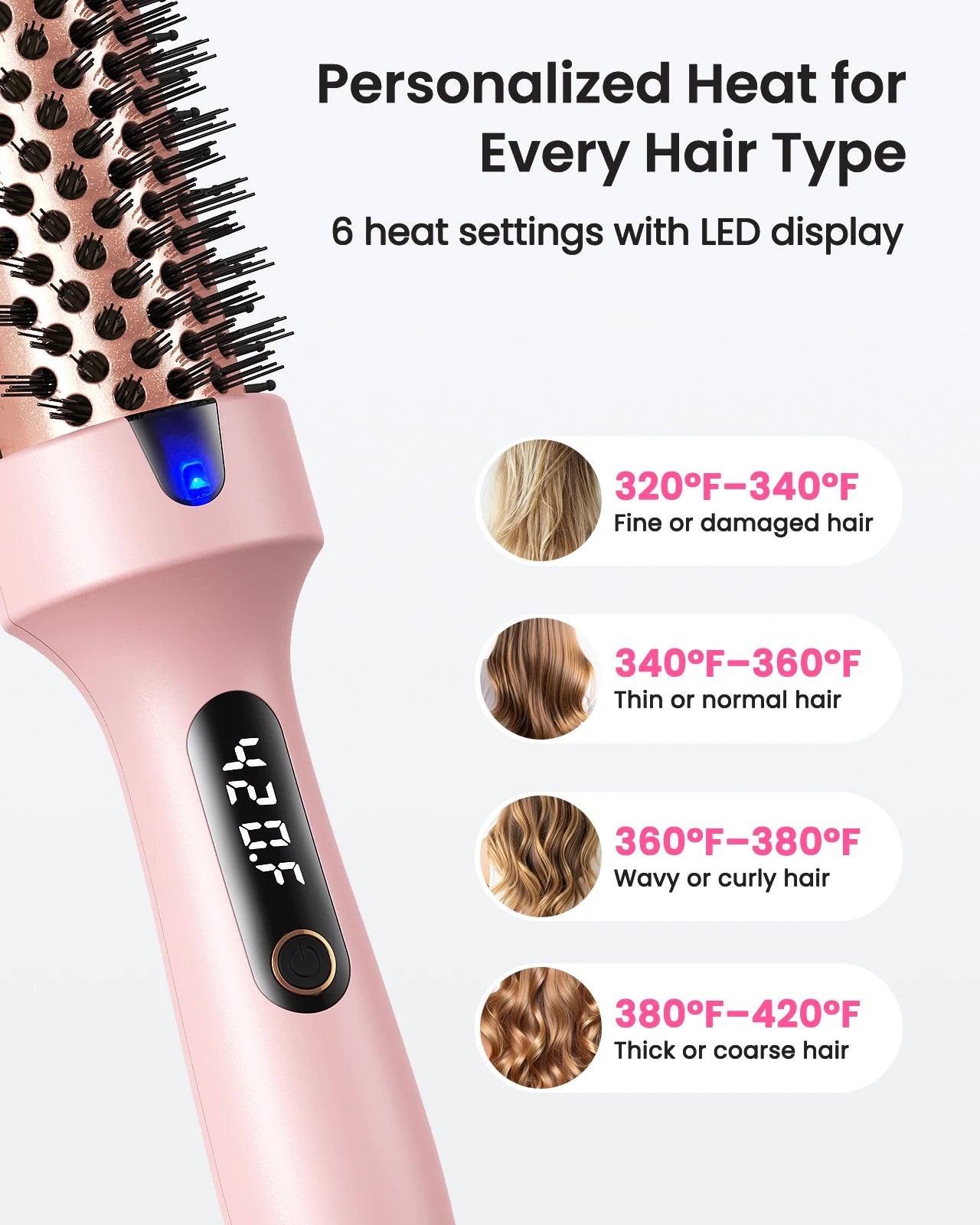 Bopcal Heated Curling Iron Brush For Volumizing Hair Styling