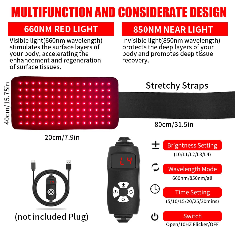 Red Light Therapy Wrap 660nm 850nm Near Infrared Relief Pad