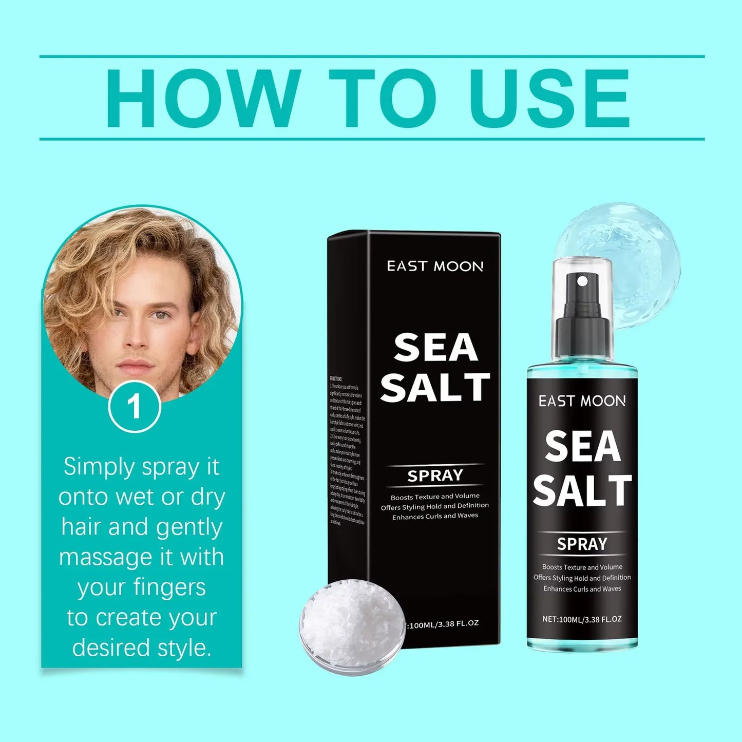 East Moon Sea Salt Hair Styling Spray Thickening Strong Hold