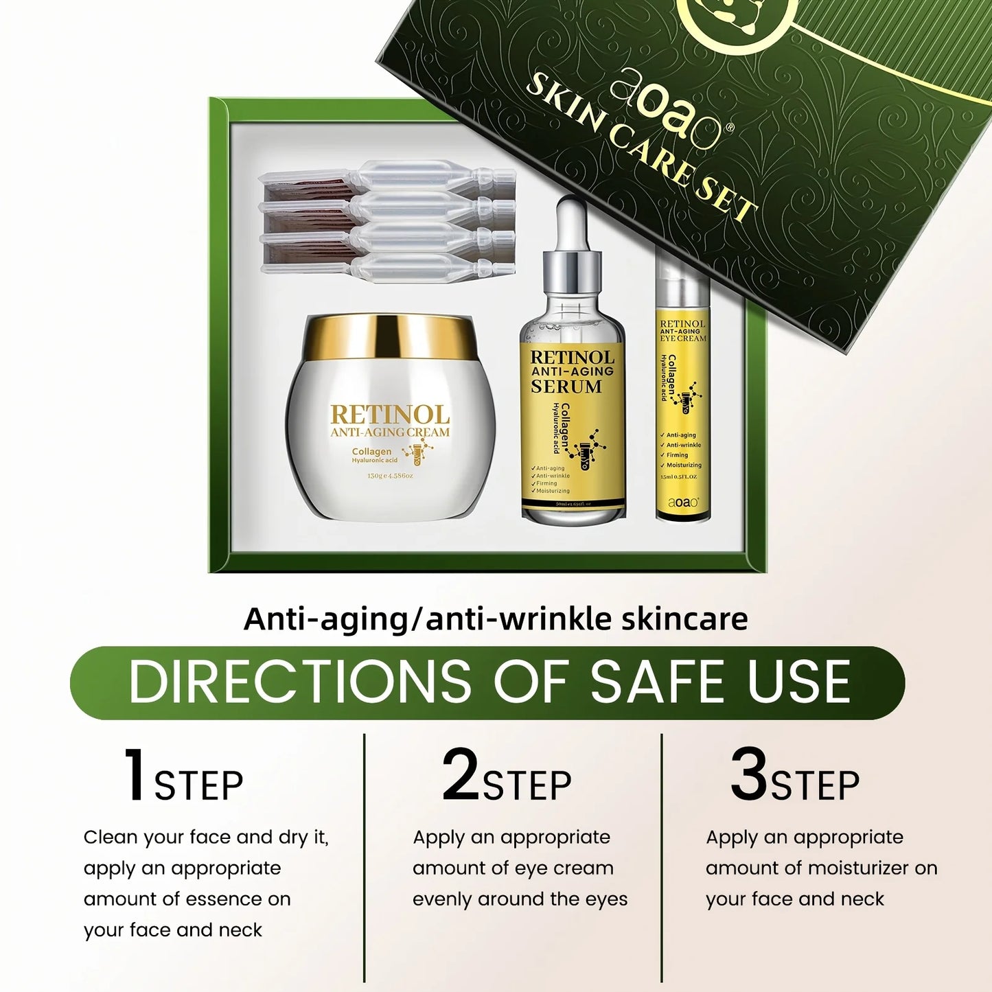 Aoao Retinol Essence Cream and Collagen Moisturizer Set for Hydration