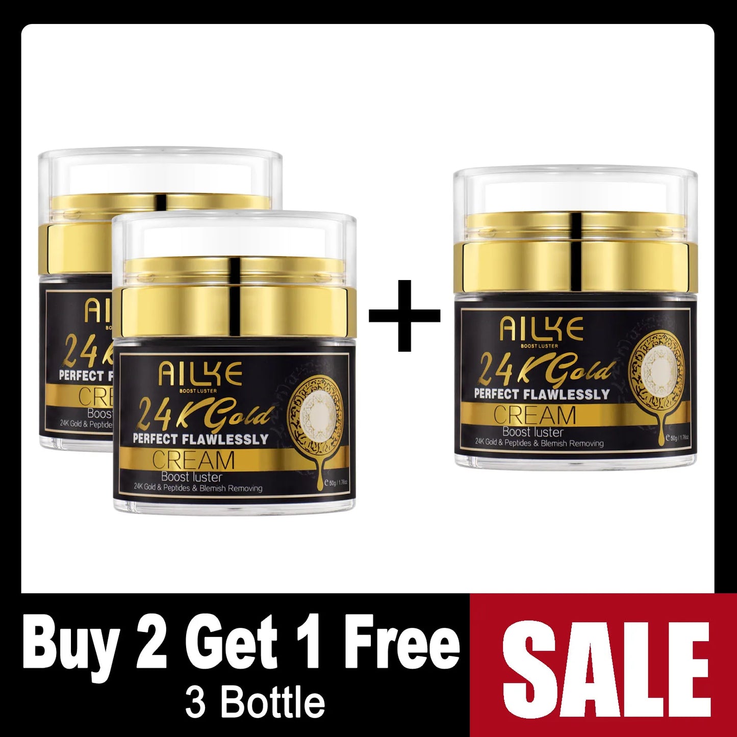 AILKE 24K Gold Skin Care Whitening Facial Cleanser For Unisex