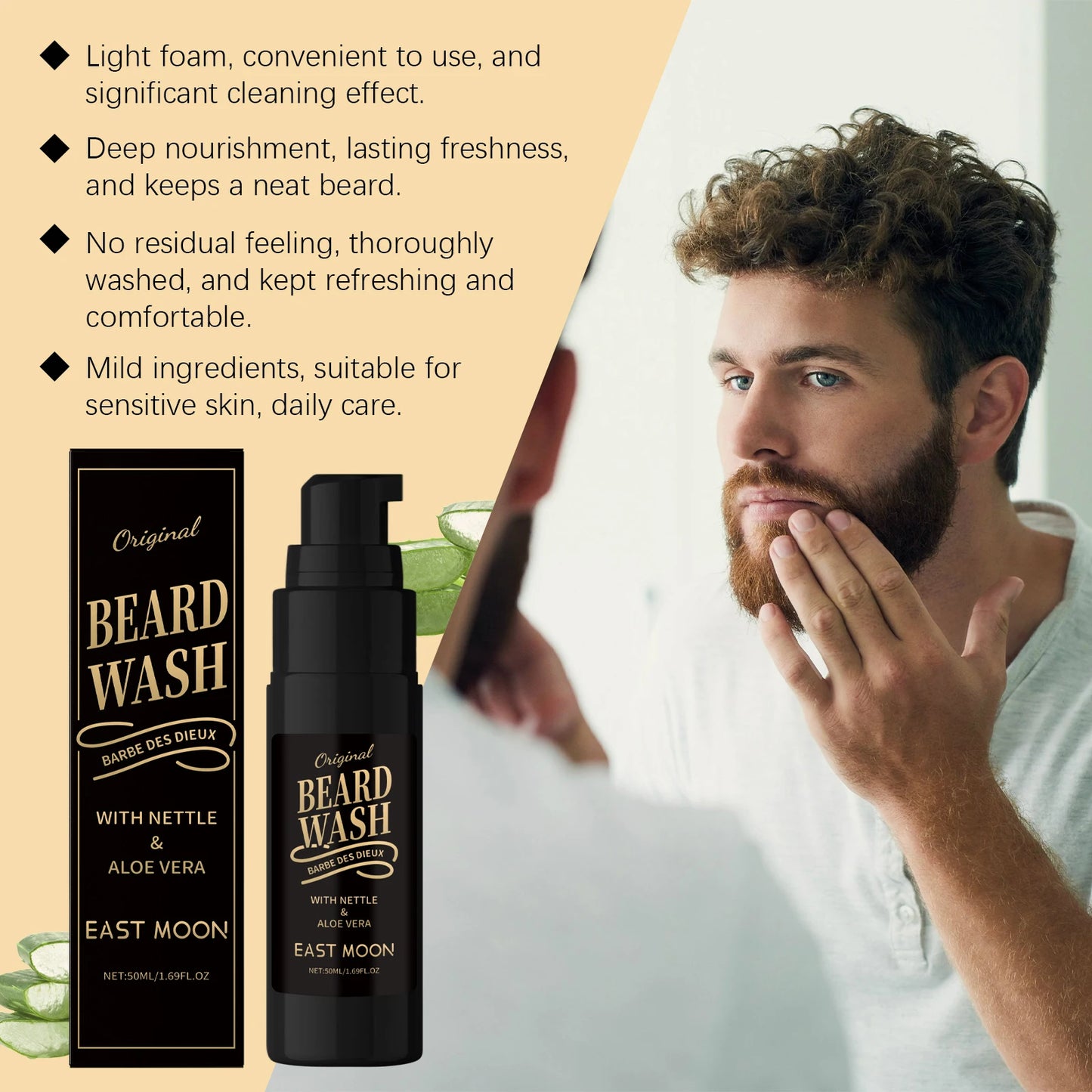 East Moon Men Bubble Beard Wash Gel Moisturizing And Refreshing