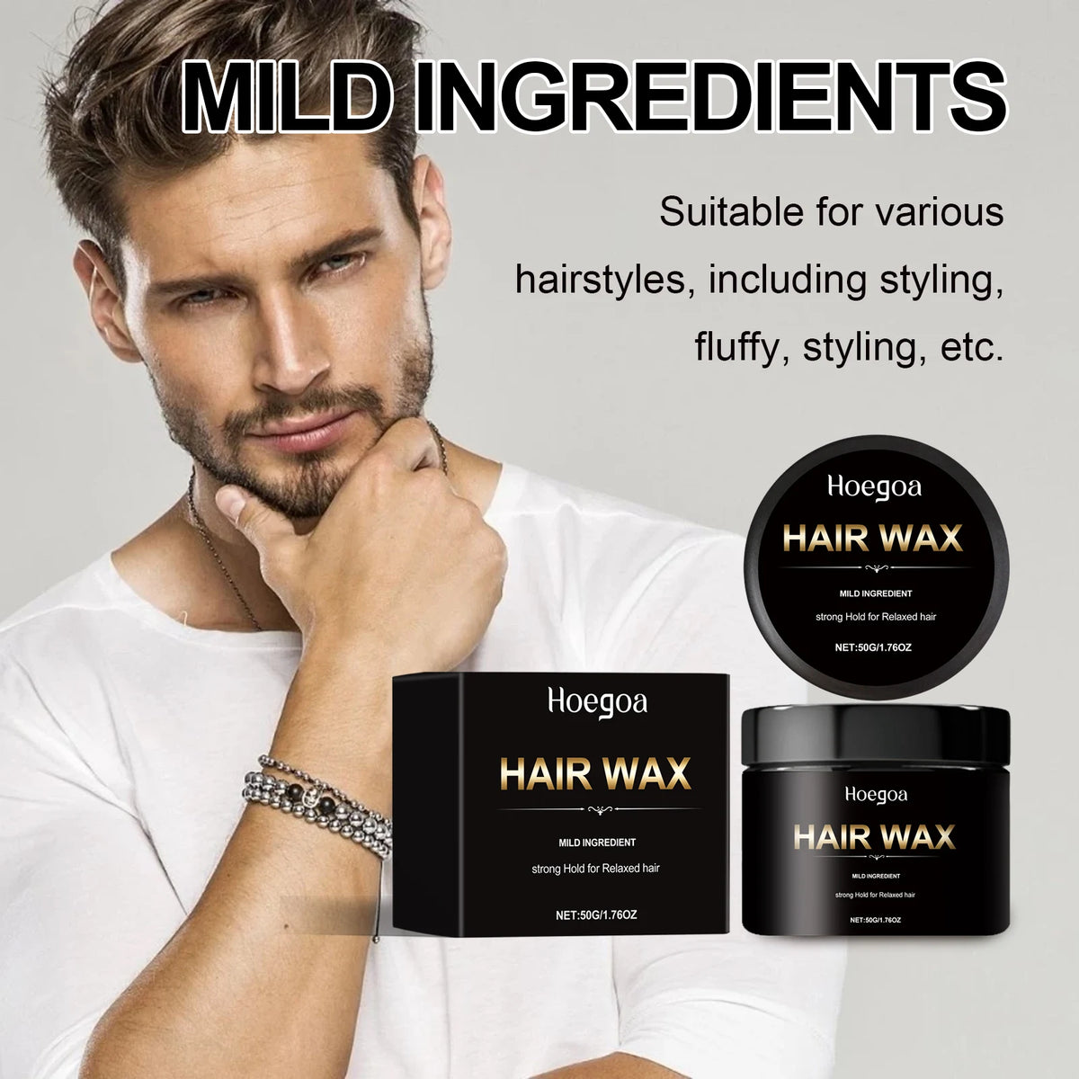 Hoegoa Men Strong Hold Hair Styling Wax For Moisturizing Scalp