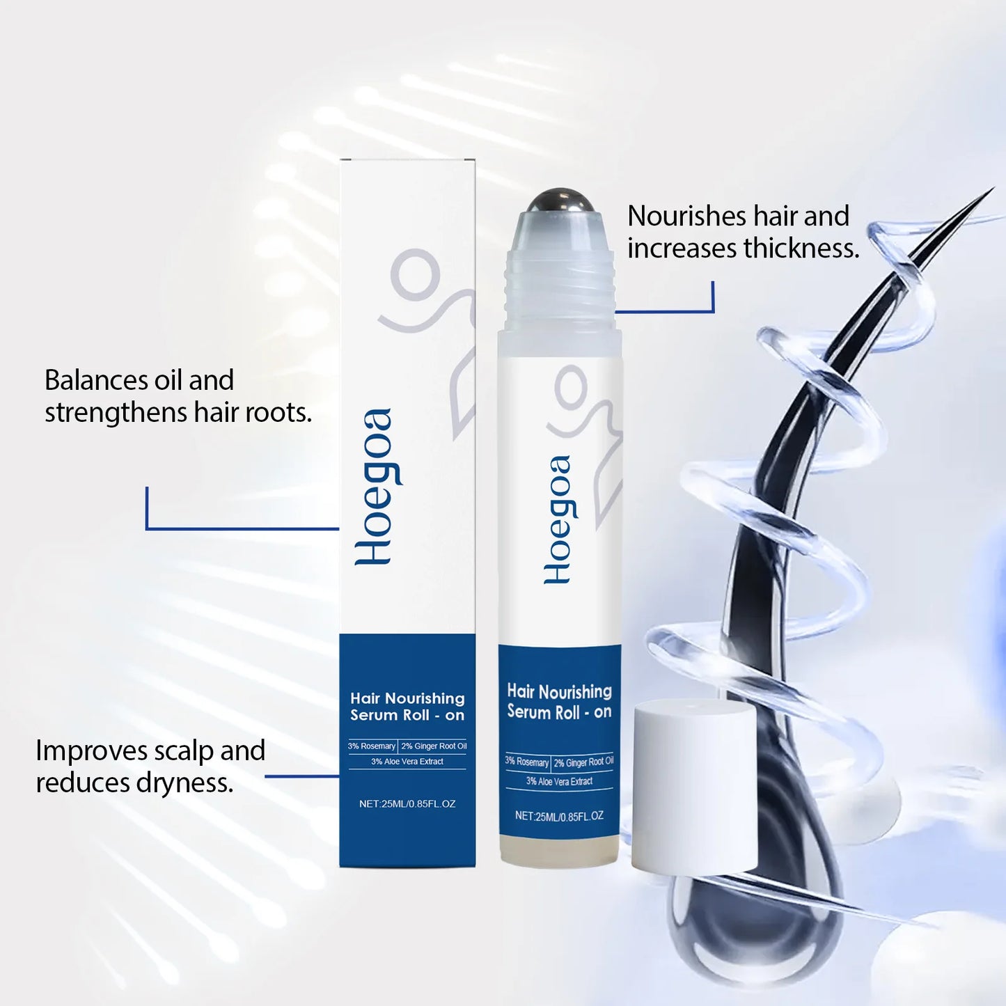 HOEGOA Aloes Ginger Hair Growth Oil Roller for Scalp Repair