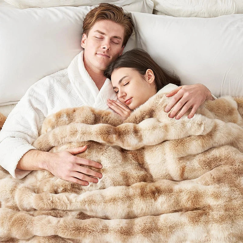 ROSEKIND Ultra Soft Faux Fur Rabbit Blanket For Home Office