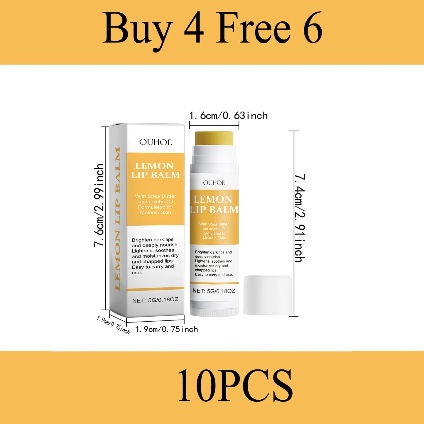 OUHOE 5G Lemon Ginger Lip Balm Moisturizing Nourishing Hydrating Care