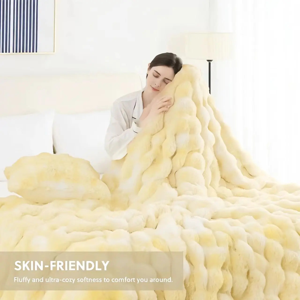 ROSEKIND Ultra Soft Faux Fur Rabbit Blanket For Home Office