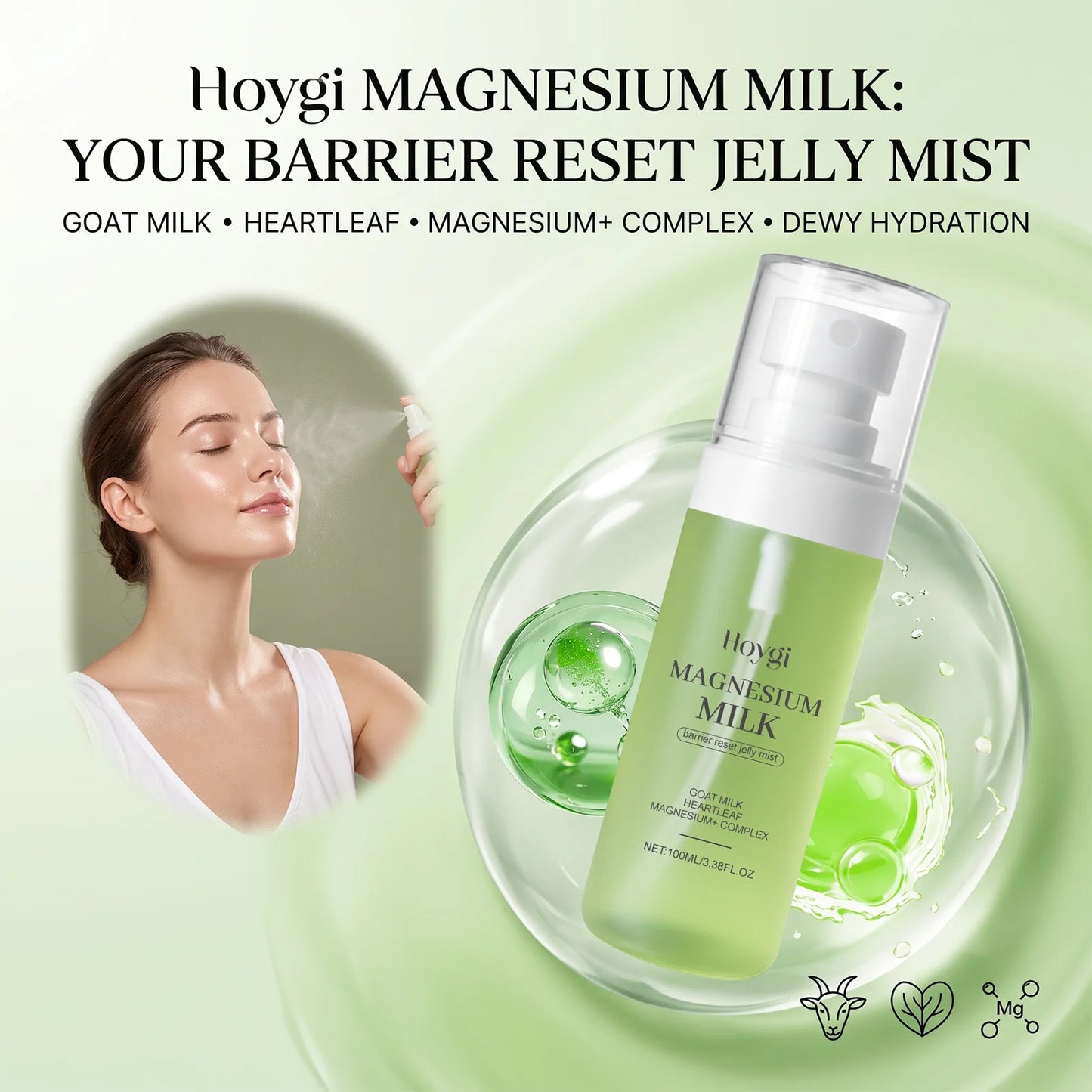 Hoygi Magnesium Milk Jelly Toner Mist Moisturizing Facial Spray