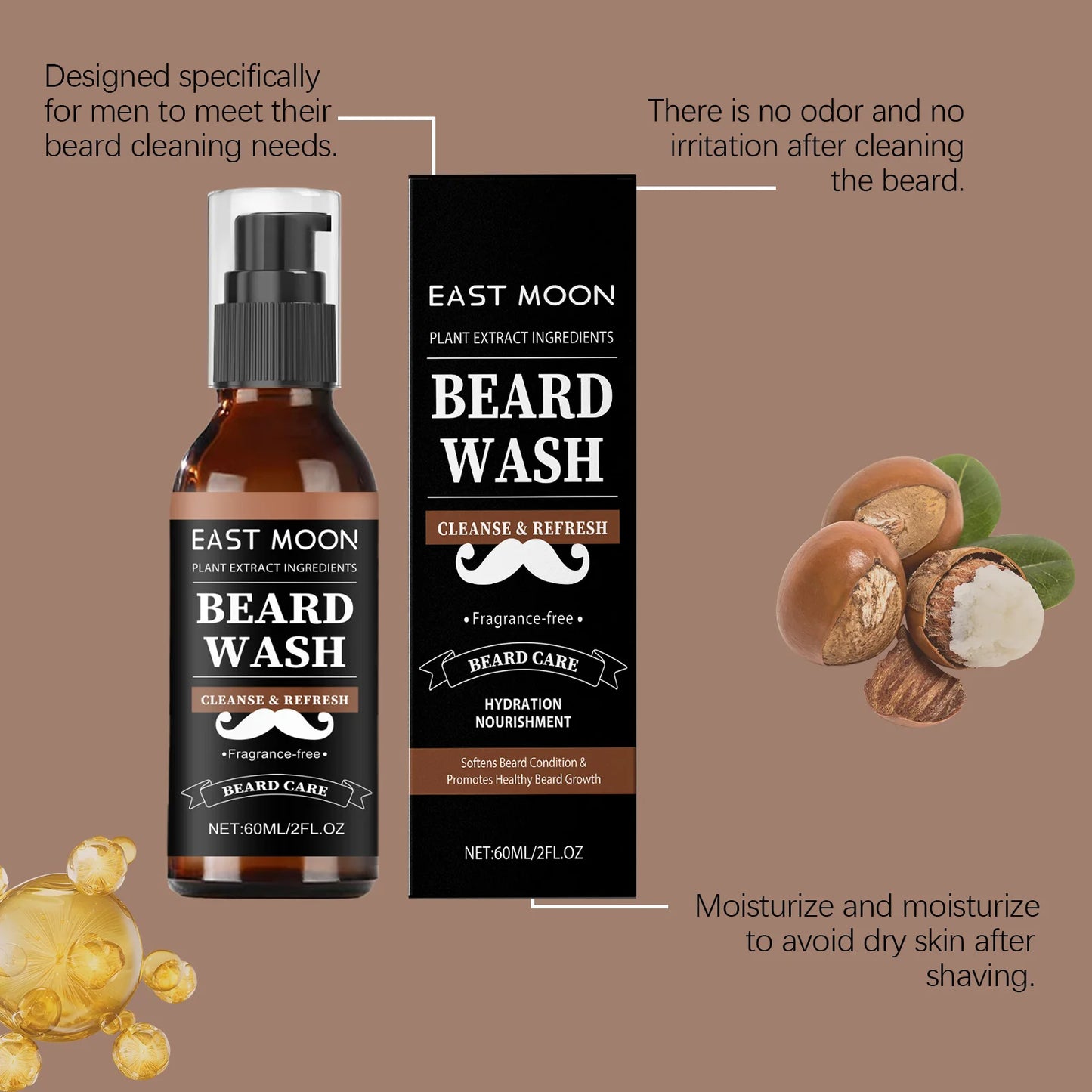 East Moon Premium Men Beard Wash Gel With Nourishing Oils