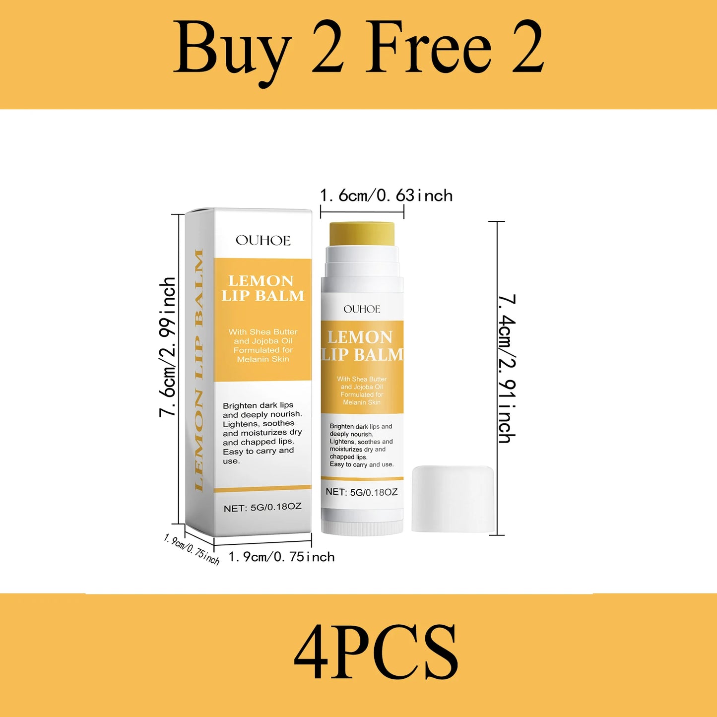OUHOE 5G Lemon Ginger Lip Balm Moisturizing Nourishing Hydrating Care