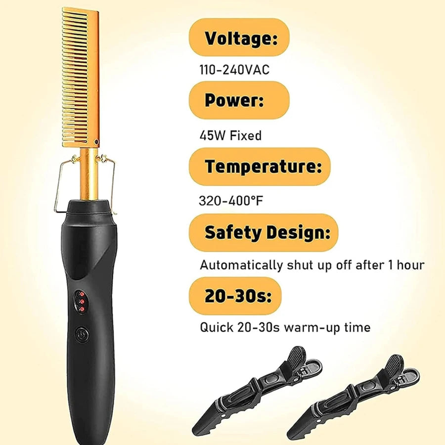 Goiple Electric Hot Comb Hair Straightener Curling Iron For Natural Hair