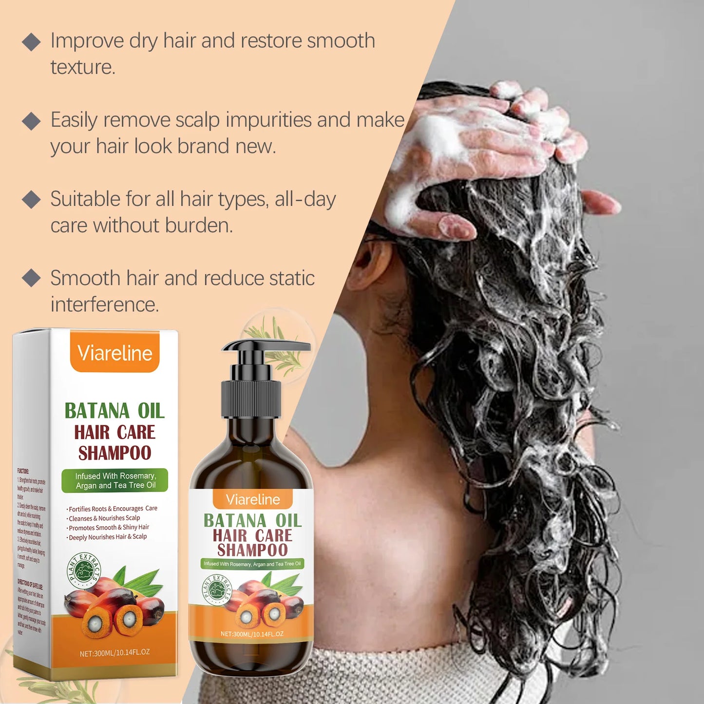 Viareline Batana Oil Hair Shampoo Gentle Cleansing Formula