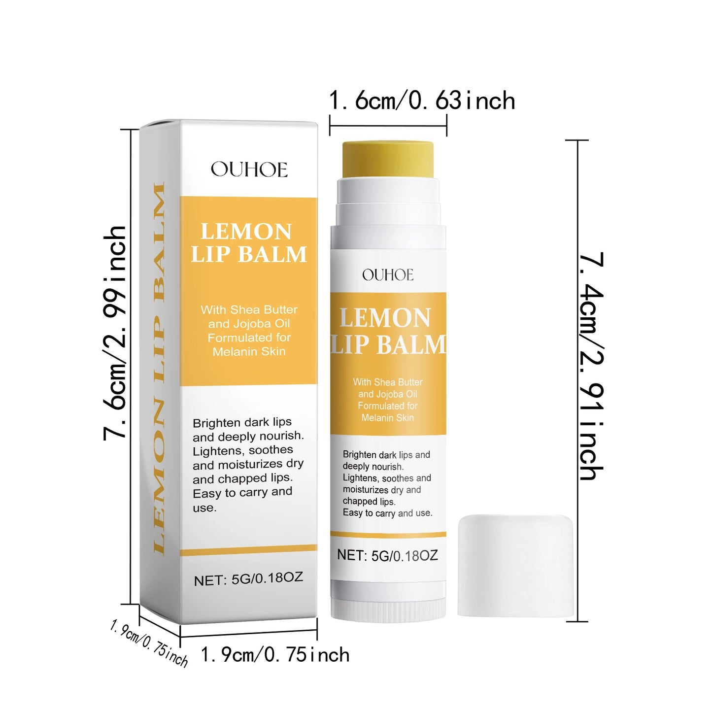 OUHOE 5G Lemon Ginger Lip Balm Moisturizing Nourishing Hydrating Care