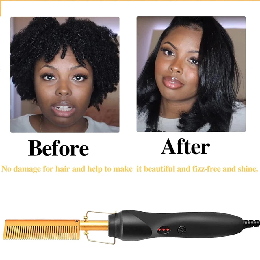 Goiple Electric Hot Comb Hair Straightener Curling Iron For Natural Hair