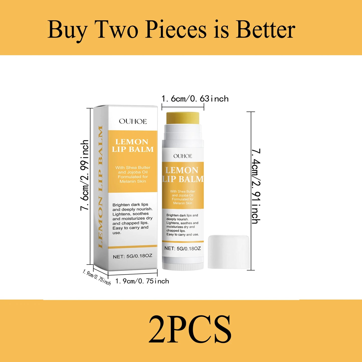 OUHOE 5G Lemon Ginger Lip Balm Moisturizing Nourishing Hydrating Care