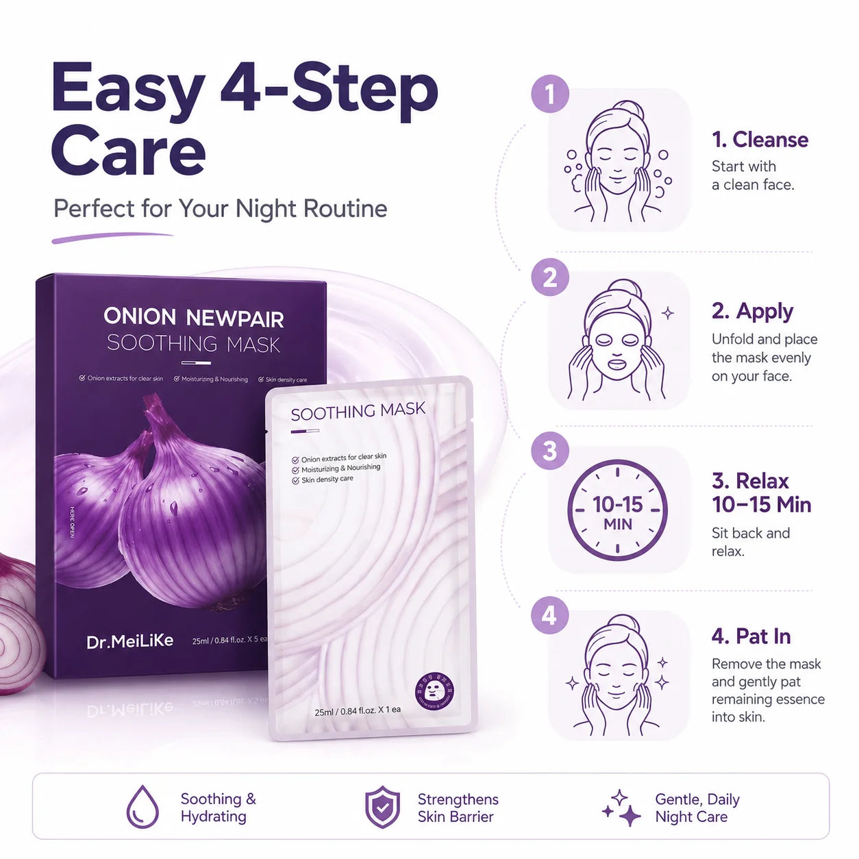MeiLiKe Onion Extract Soothing Niacinamide Centella Facial Sheet Mask