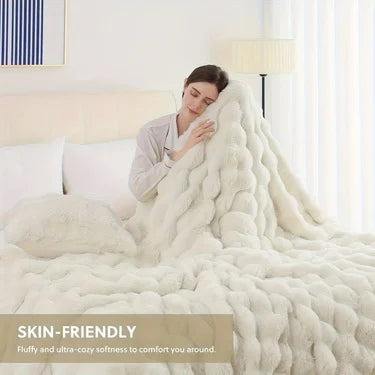 ROSEKIND Ultra Soft Faux Fur Rabbit Blanket For Home Office