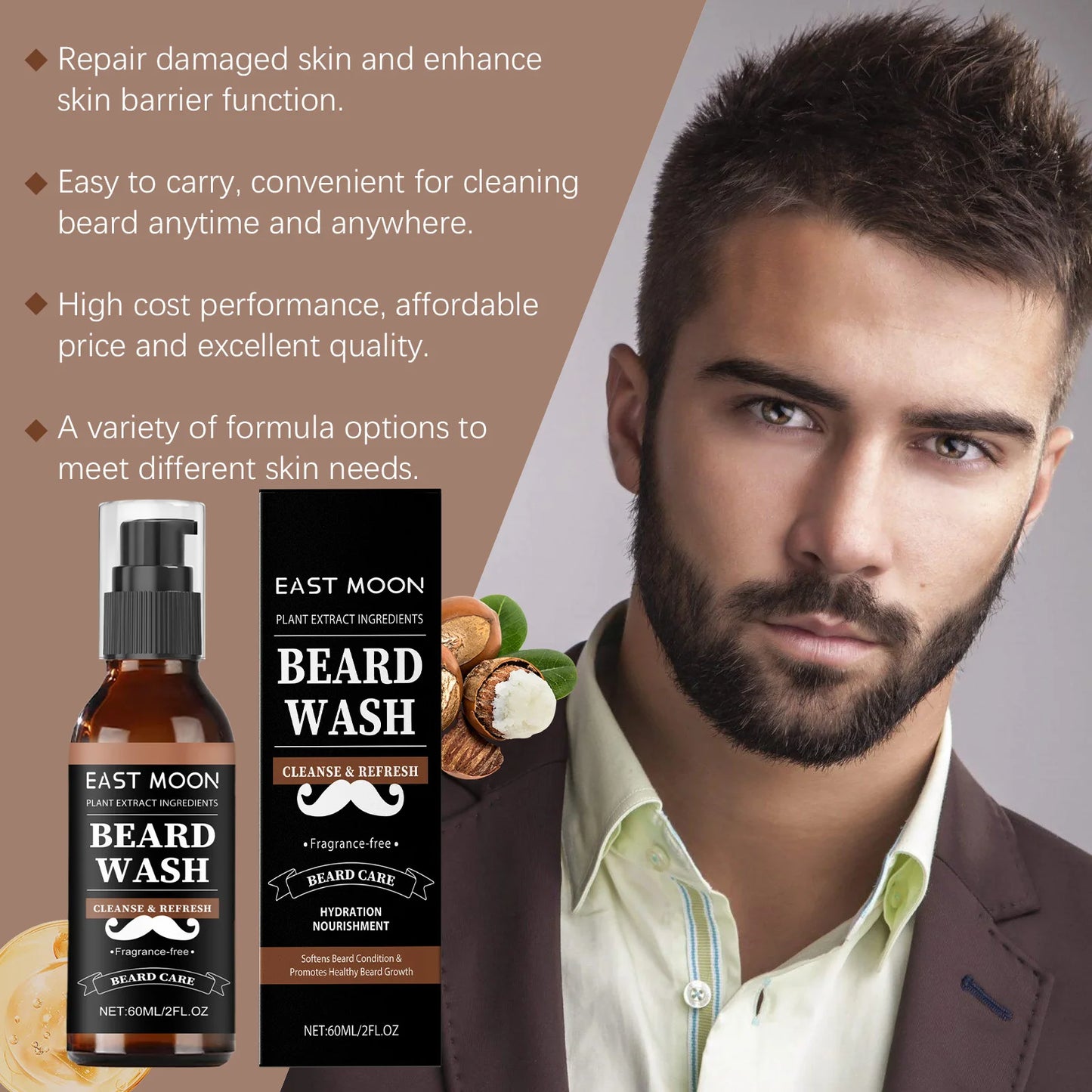 East Moon Premium Men Beard Wash Gel With Nourishing Oils