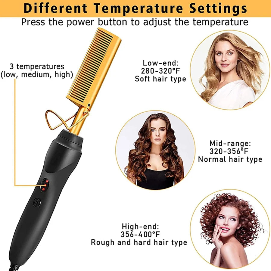 Goiple Electric Hot Comb Hair Straightener Curling Iron For Natural Hair