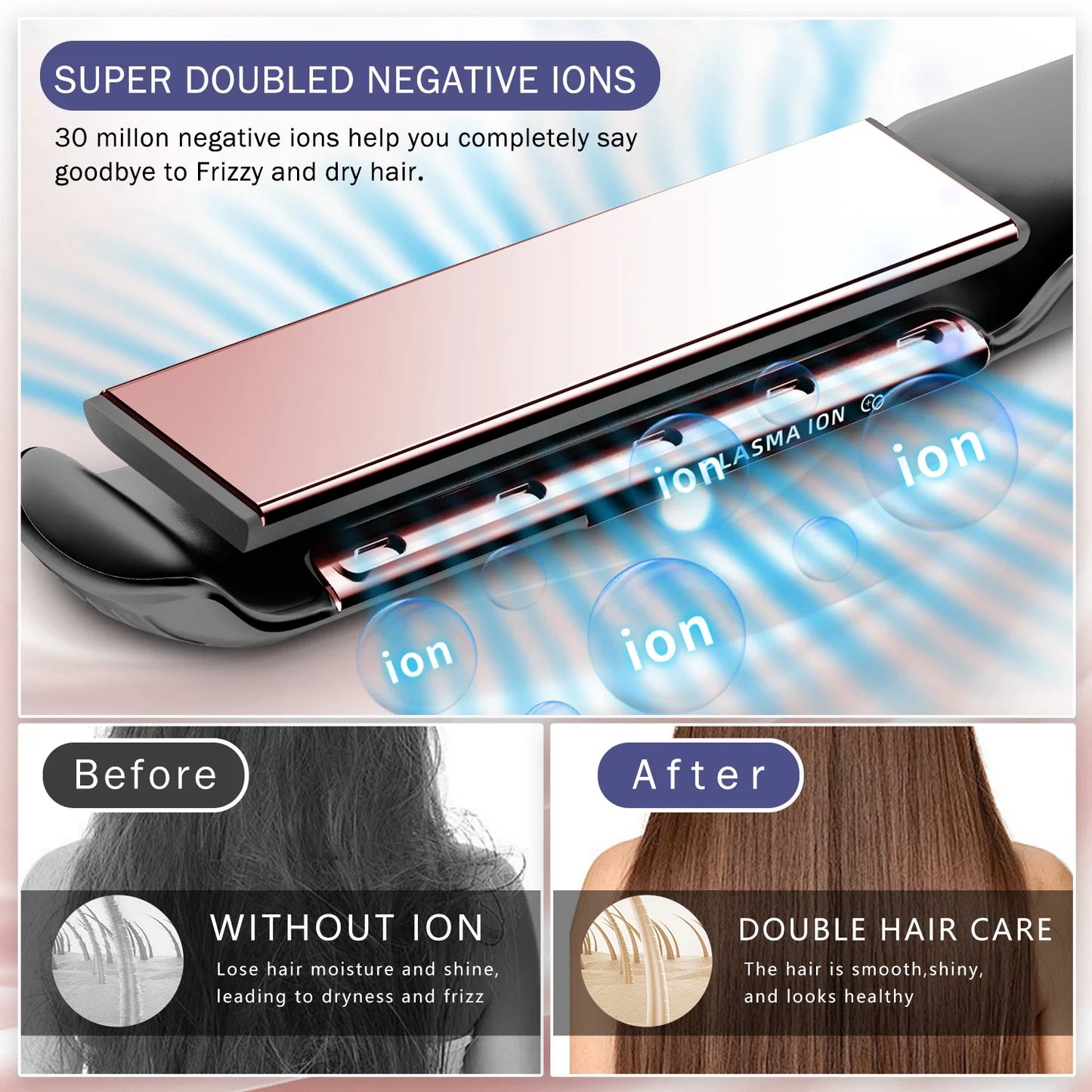 RUCHA 2in1 Hair Straightener And Curler Plasma Ceramic Floating Plates