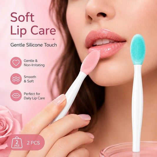 Double-Sided Silicone Lip Brushes For Exfoliation And Balm Application