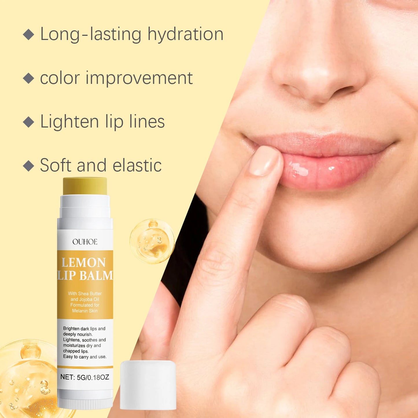 OUHOE 5G Lemon Ginger Lip Balm Moisturizing Nourishing Hydrating Care