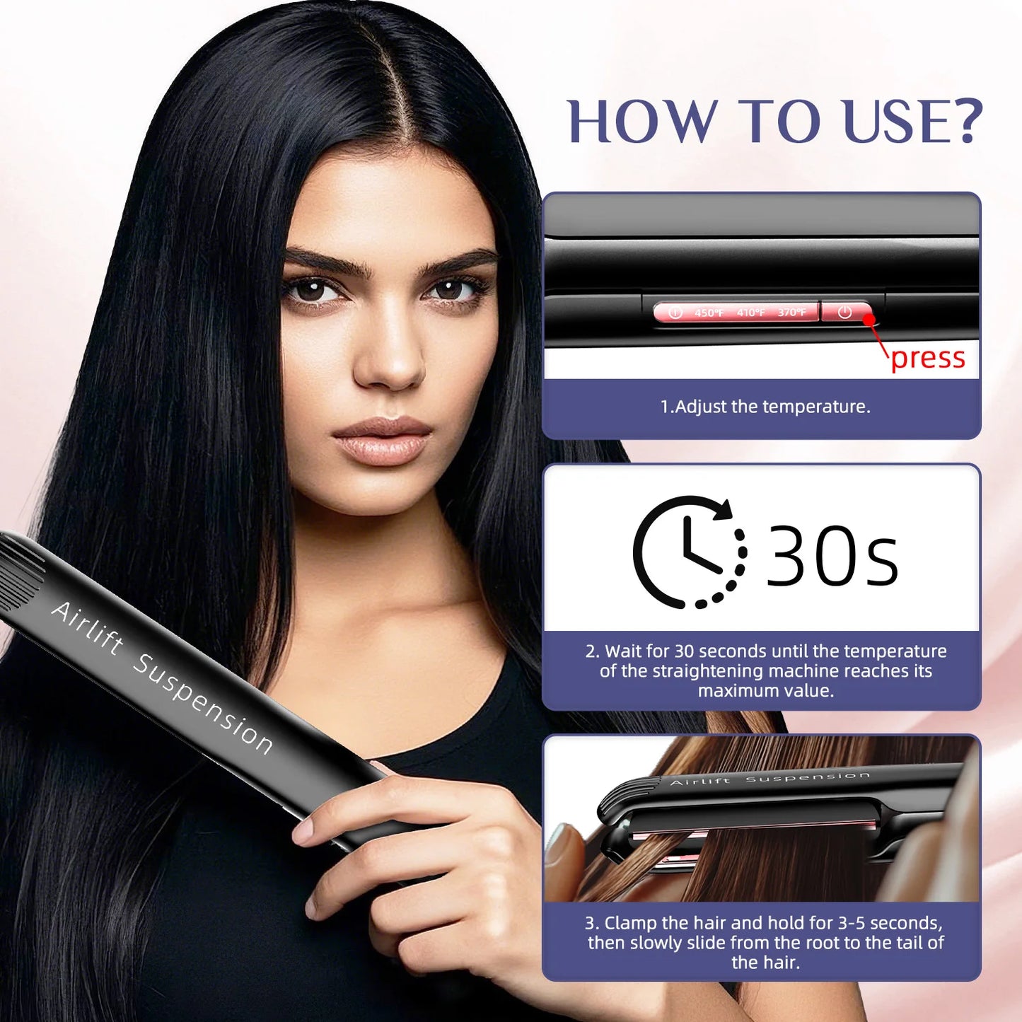 RUCHA 2in1 Hair Straightener And Curler Plasma Ceramic Floating Plates
