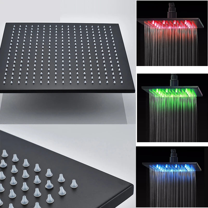 SHBSHAIMY LED Shower Head Rainfall Chrome Faucet Hydroelectric Power