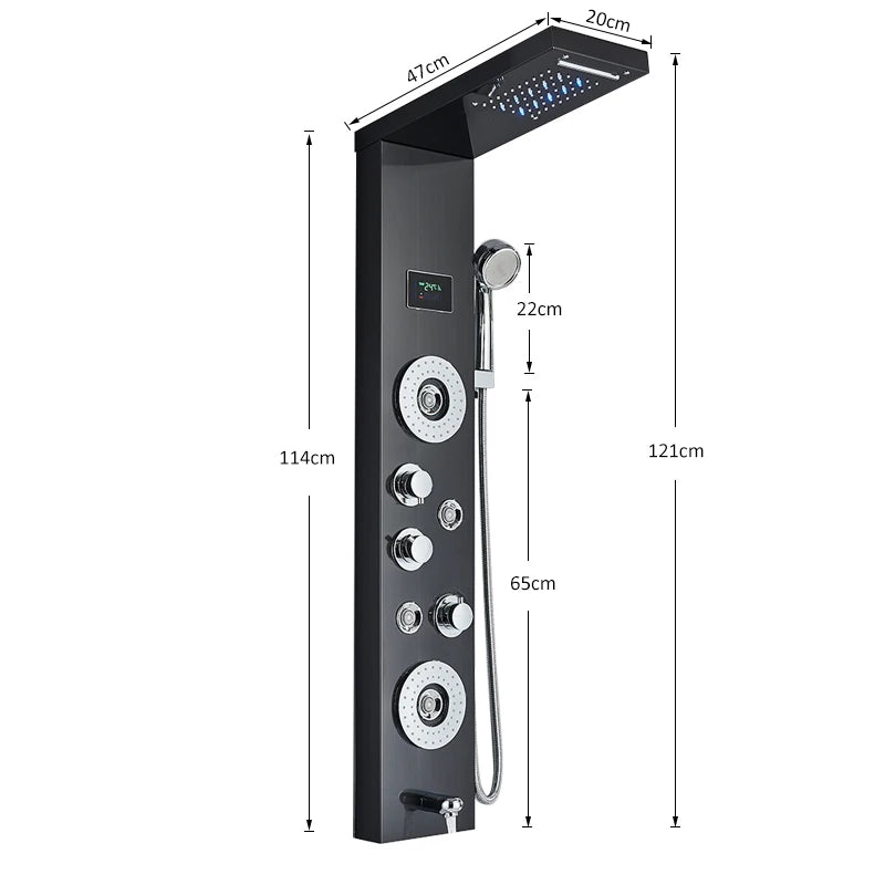 Quyanre LED Shower Panel Tower System Rain Waterfall Faucet