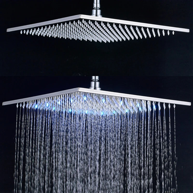 SHBSHAIMY LED Shower Head Rainfall Chrome Faucet Hydroelectric Power