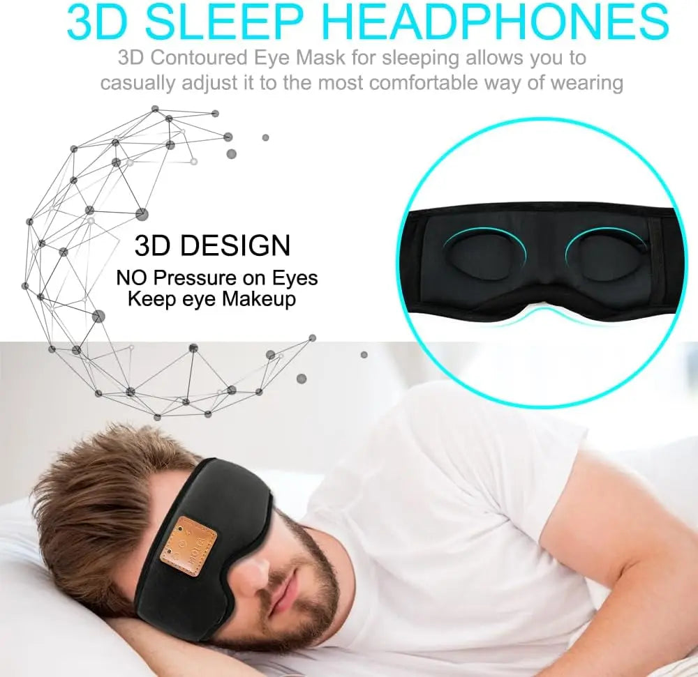 3D Sleeping Eye Mask With Sponge Speakers Bluetooth Headphones