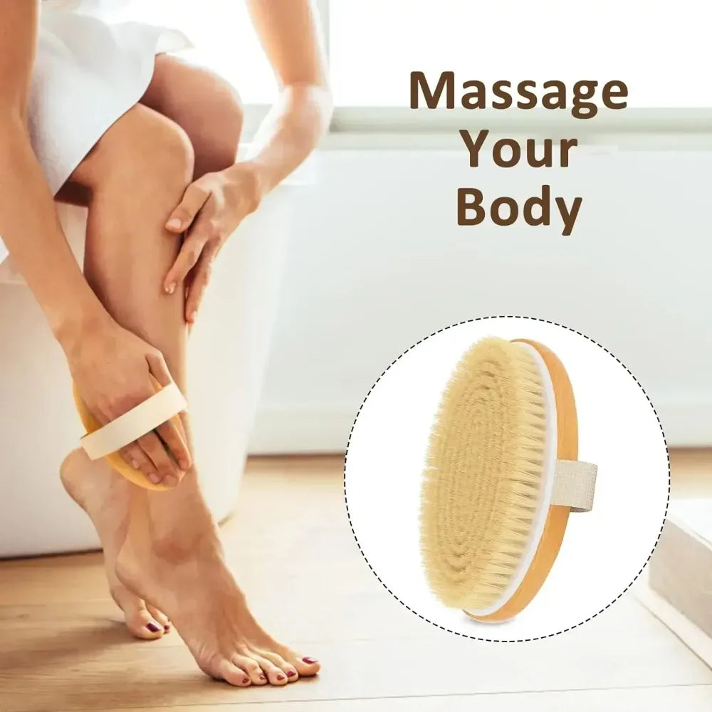 Natural Bristle Dry Body Brush For Effective Skin Exfoliation