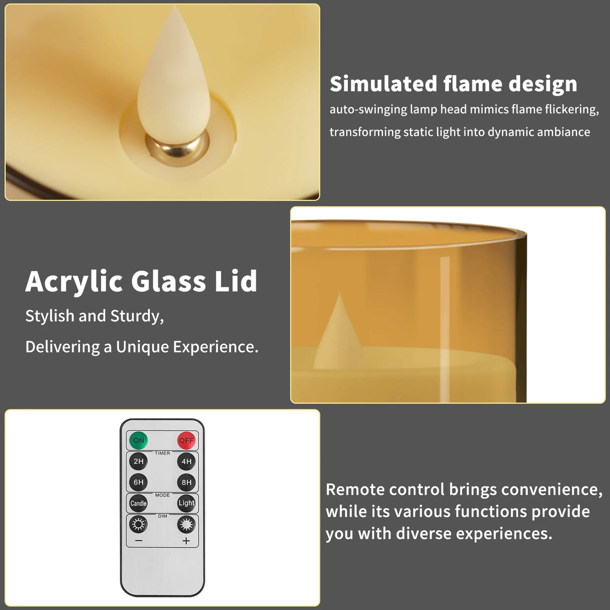 LED Flameless Battery Candles With Remote Timer For Home Decor