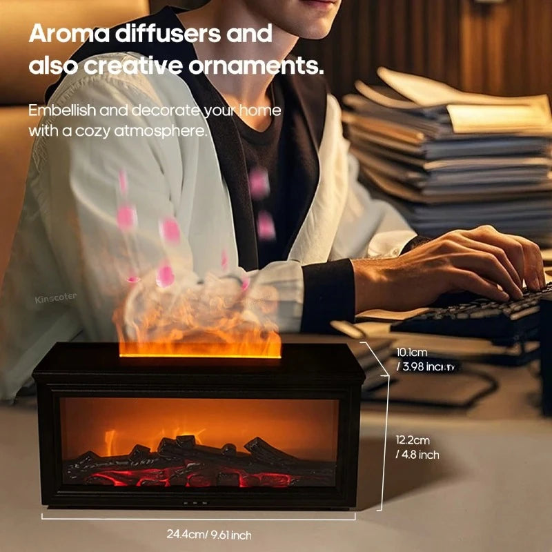 Kinscoter Simulated Fireplace Flame Aroma Diffuser Ultrasonic Humidifier Remote