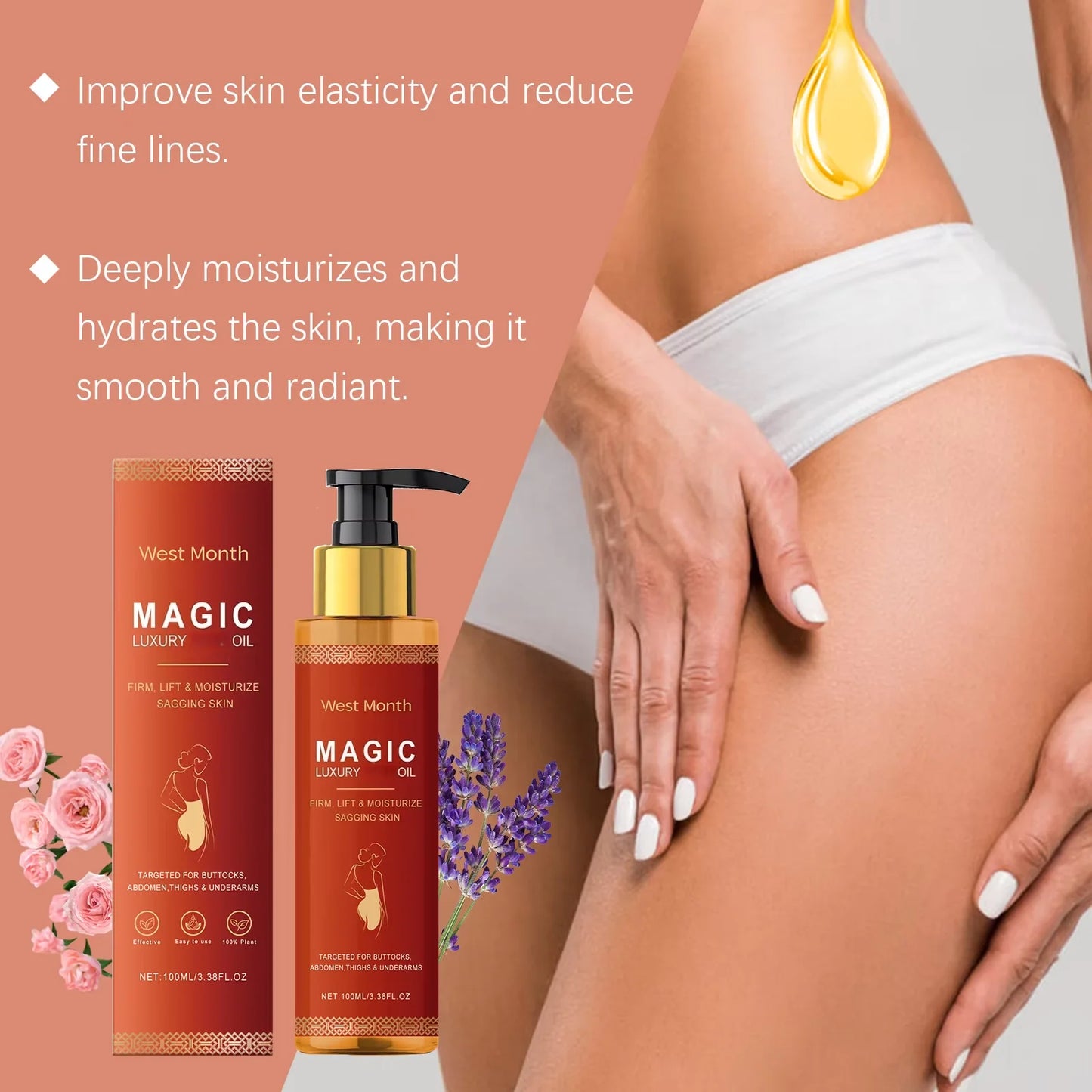 West Month Firming Body Oil For Glowing Skin Anti Cellulite