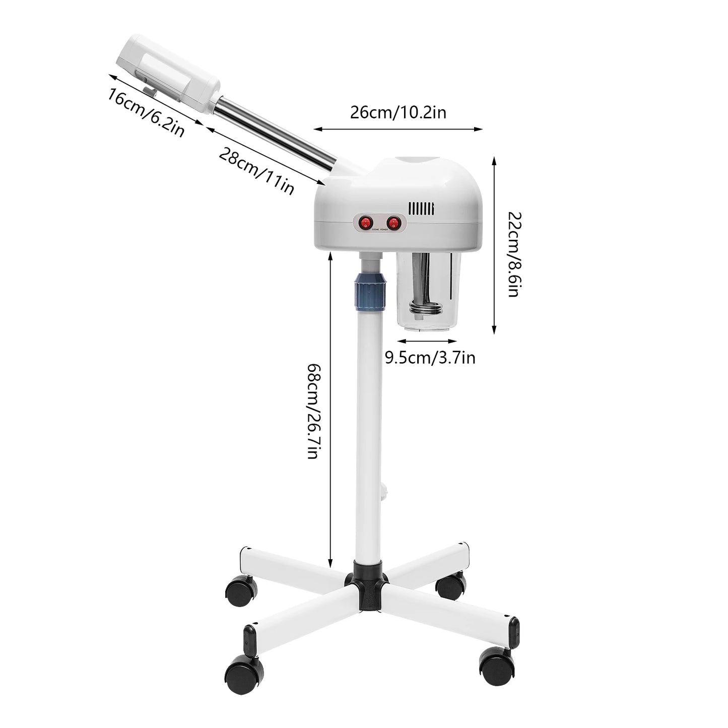 Bymaocar 800W Ozone Facial Steamer With Adjustable Height Rotatable