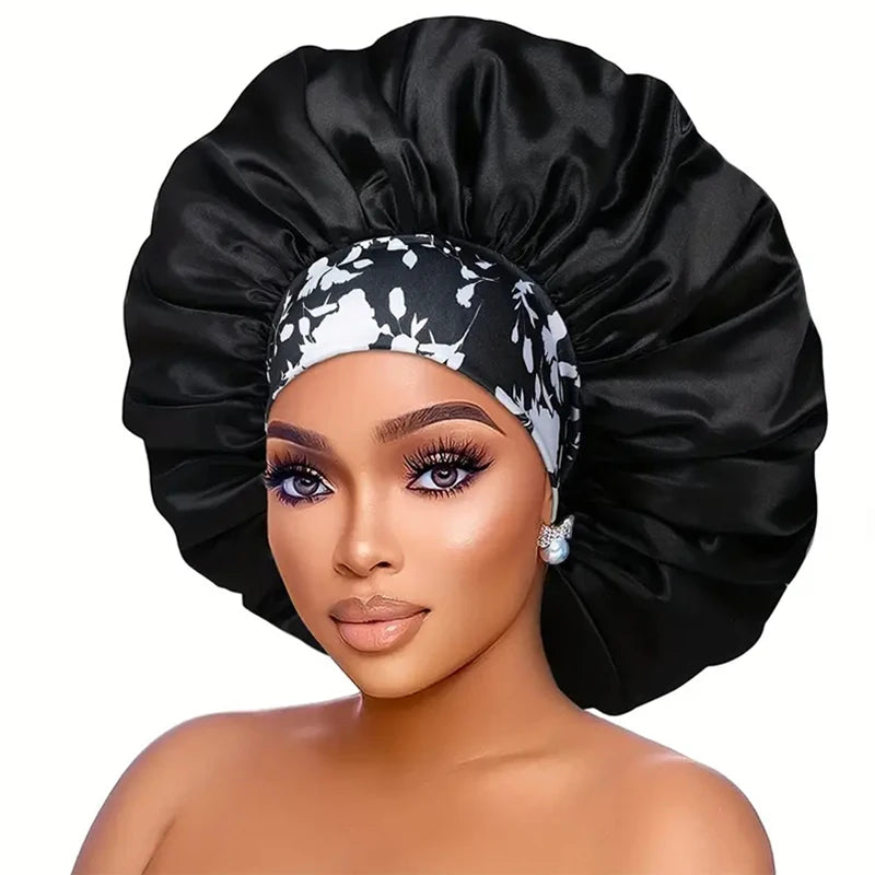 Silky Satin Hair Bonnet With Elastic Sleep Cap For Women