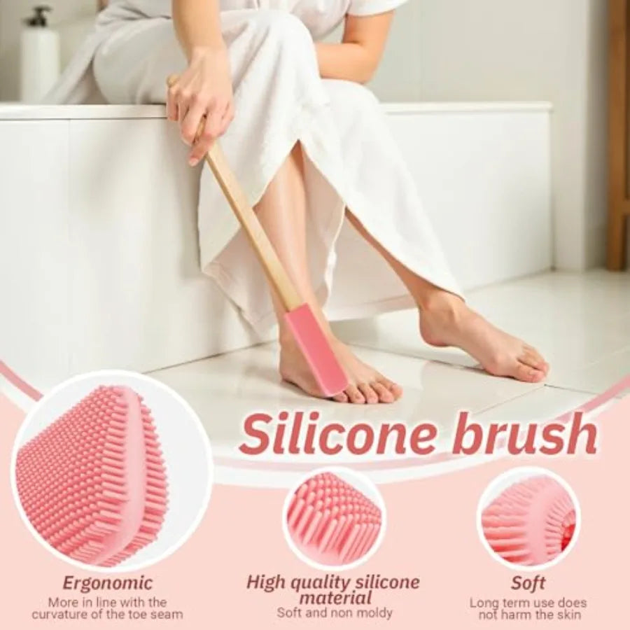 Silicone Shower Toe Gap Cleaning Brush With Long Handle