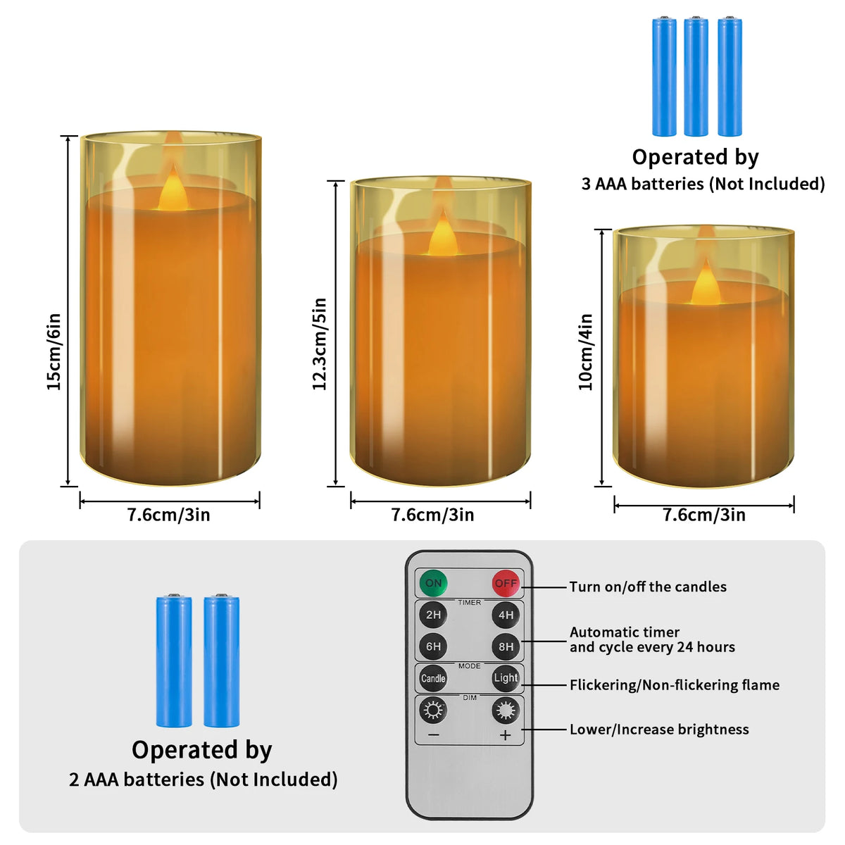 LED Flameless Battery Candles With Remote Timer For Home Decor