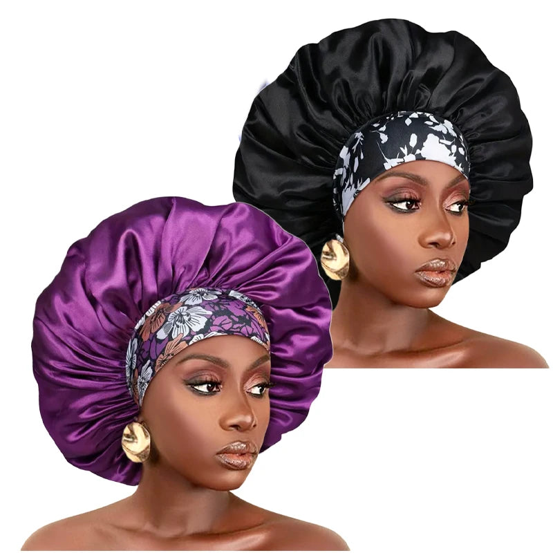 Silky Satin Hair Bonnet With Elastic Sleep Cap For Women