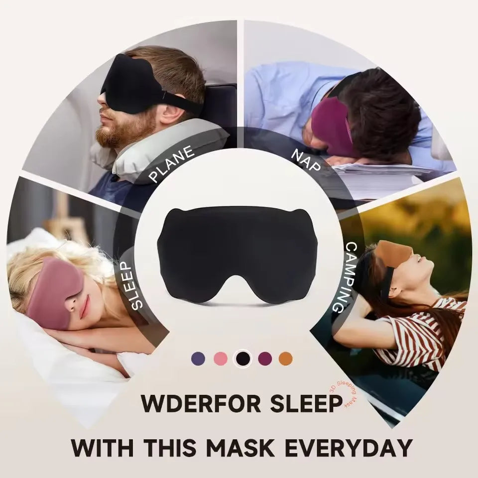 3D Contoured Sleeping Mask Light Blocking Eye Cover For Travel