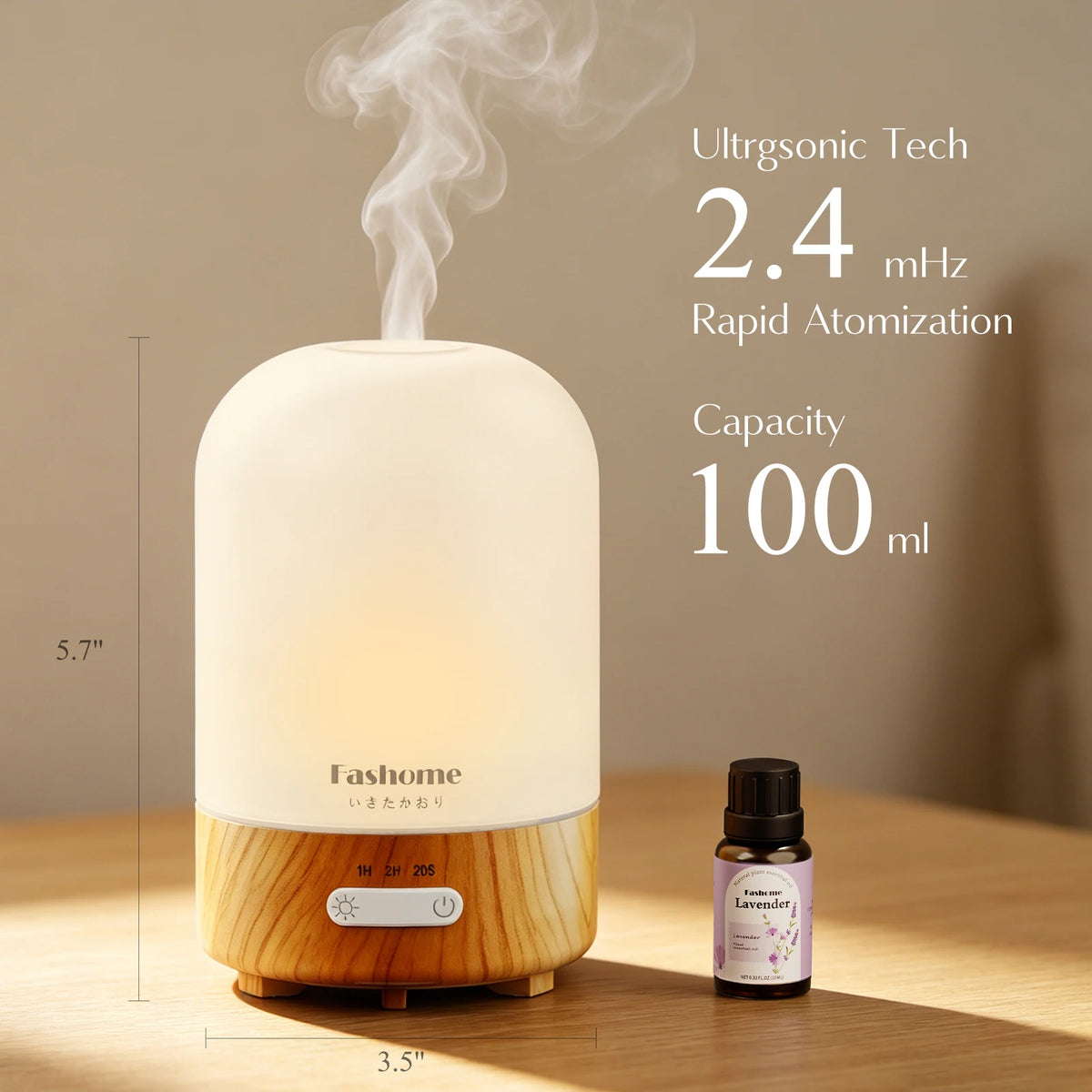 Fashome Glass Ultrasonic Aromatherapy Diffuser With Automatic Shutoff