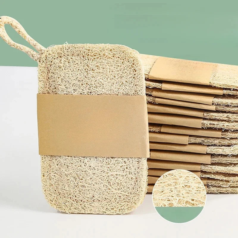 Natural Loofah Exfoliating Sponges 6pcs Bamboo Fiber Dish Cleaning