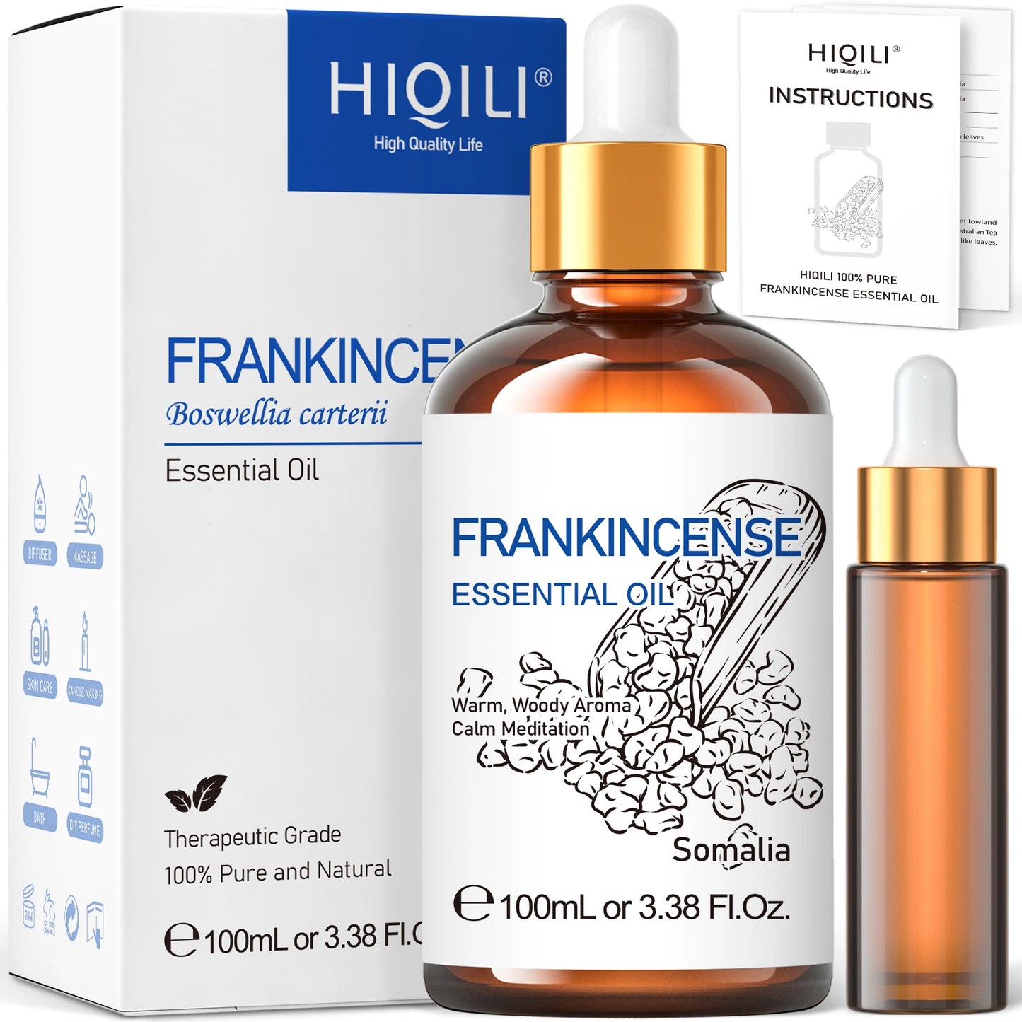 HIQILI Pure Frankincense Essential Oil For Aromatherapy Diffusers