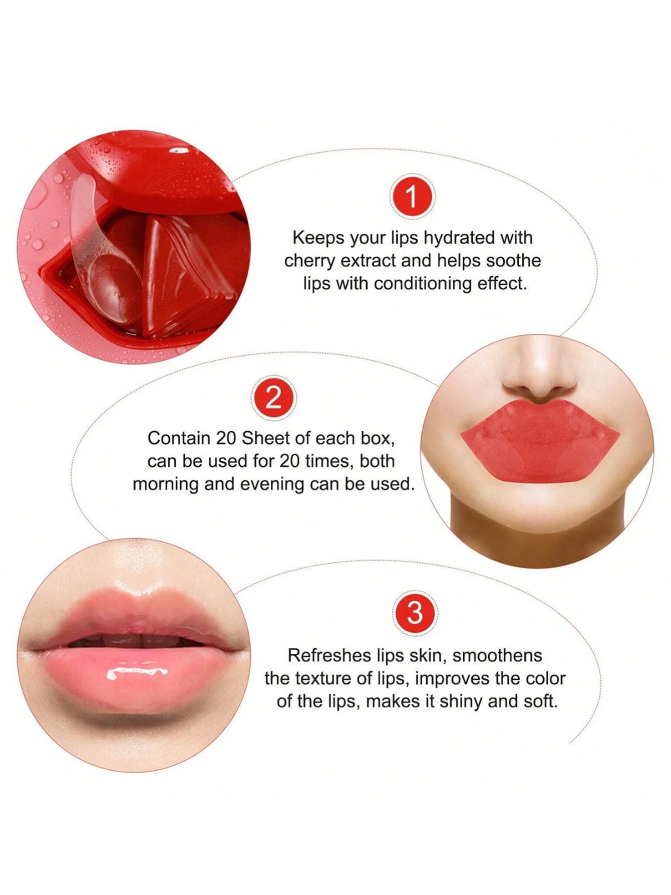 Yocity Cherry Collagen Jelly Lip Mask Patches For Deep Hydration