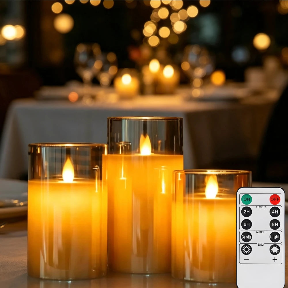 LED Flameless Battery Candles With Remote Timer For Home Decor