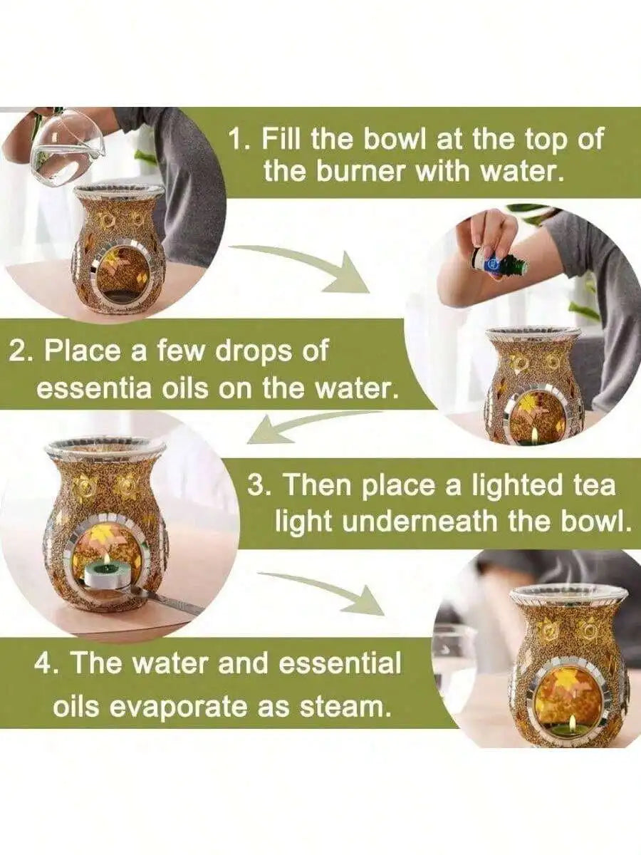 XMSJ Aromatherapy Diffuser Fragrance Warmer Glass Tealight Burners