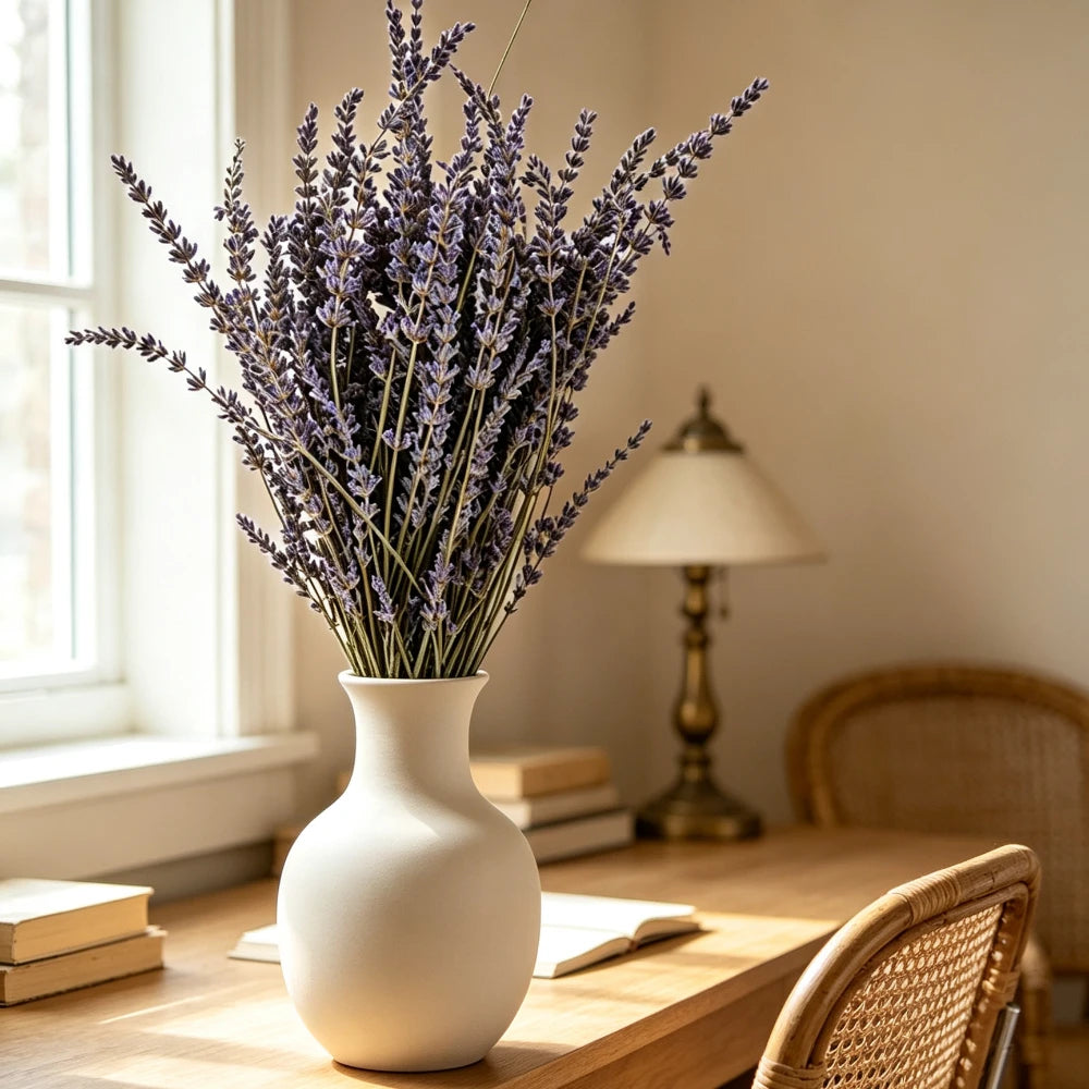 Ocedes Natural Dried Lavender Bouquet Preserved Stems For Home Decor